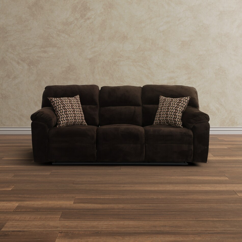 kinsley living room brown reclining sofa   