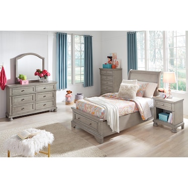 Lettner Twin Sleigh Bed with 2 Storage Drawers