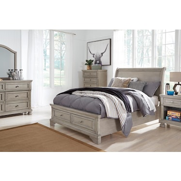 Lettner California King Sleigh Bed with 2 Storage Drawers