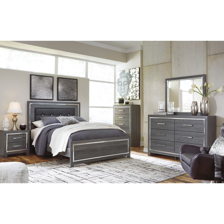 lodanna gray  piece king bedroom set rm  