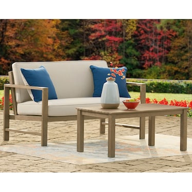 Fynnegan Outdoor Loveseat with Table (Set of 2)
