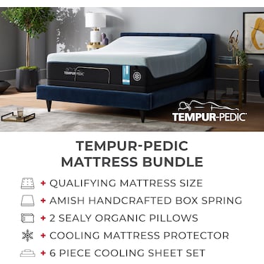 Tempur Pedic LuxeBreeze Firm Queen Cooling Bundle with Split Profile Boxspring