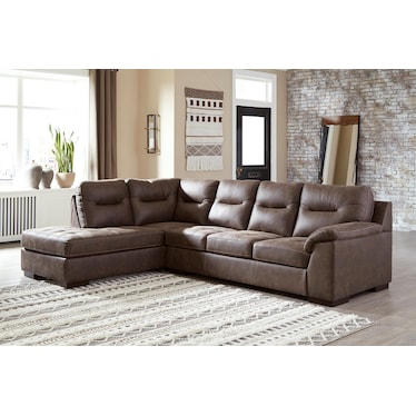Maderla 2-Piece Walnut Sectional with Chaise