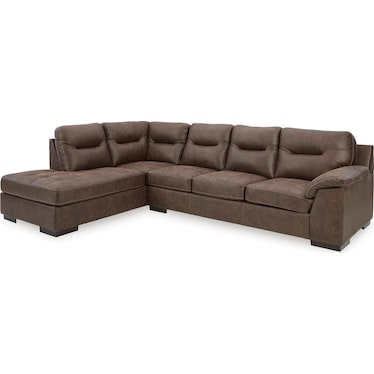 Maderla 2-Piece Walnut Sectional with Chaise