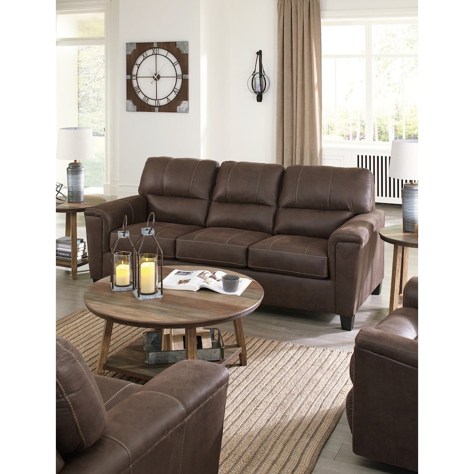 navi dark brown st stationary fabric sofa   