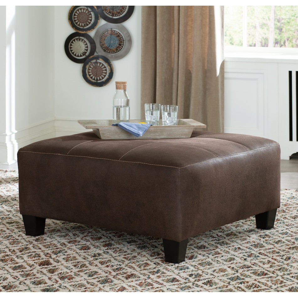 navi dark brown st stationary fabric ottoman   