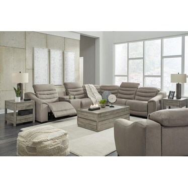 Next-Gen Gaucho 6-Piece Dual Power Reclining Sectional with Console