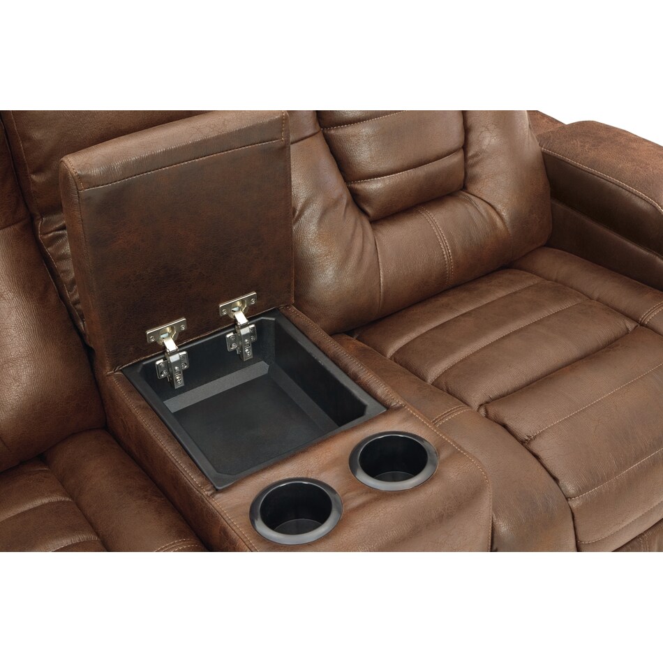 owner's box brown power console loveseat   