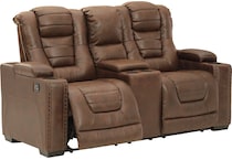 owners box brown power console loveseat   