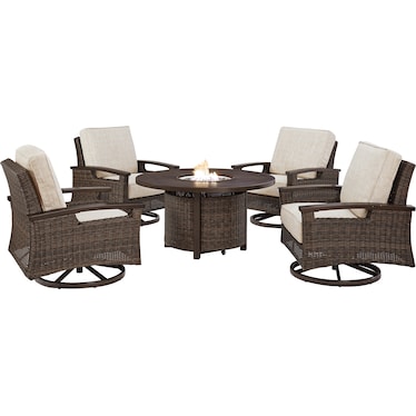 Paradise Trail Outdoor Fire Pit Table with 4 Chairs