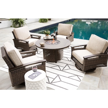 Paradise Trail Outdoor Fire Pit Table with 4 Chairs