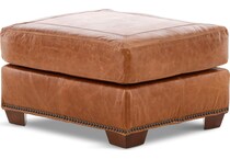 park avenue brown st stationary leather ottoman   