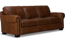 park avenue brown st stationary leather sofa   