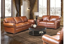 park avenue brown st stationary leather sofa   