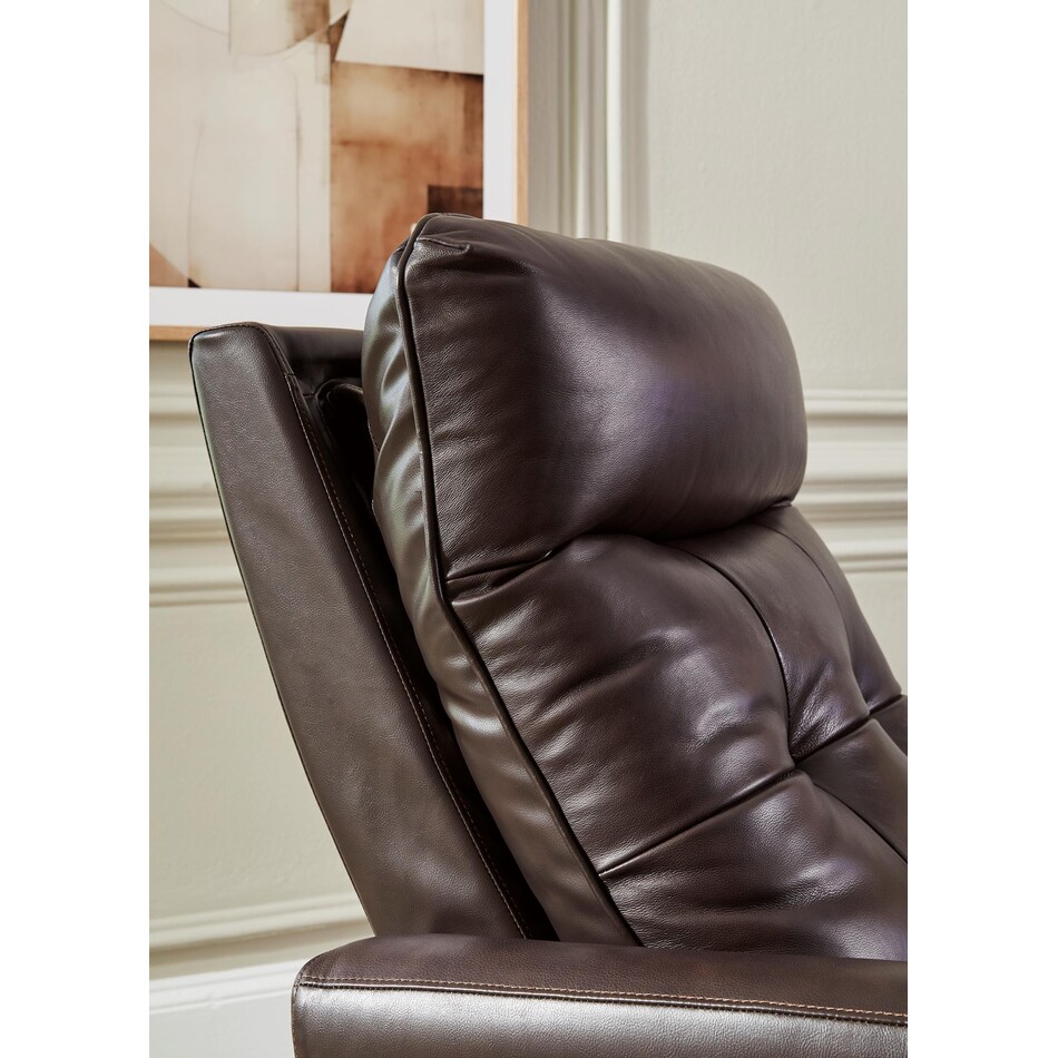 pisgham living room dark brown mt leather recliner p u  