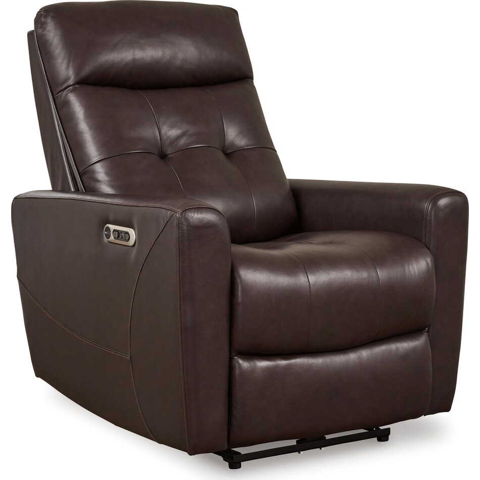 pisgham living room dark brown mt leather recliner p u  