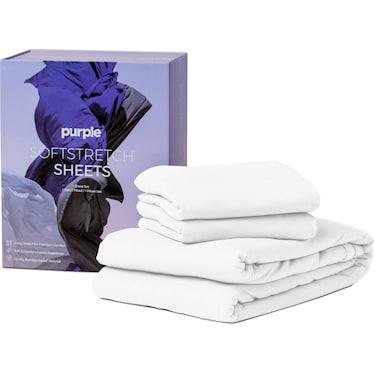 Purple Twin/Twin XL White Soft Stretch Sheets