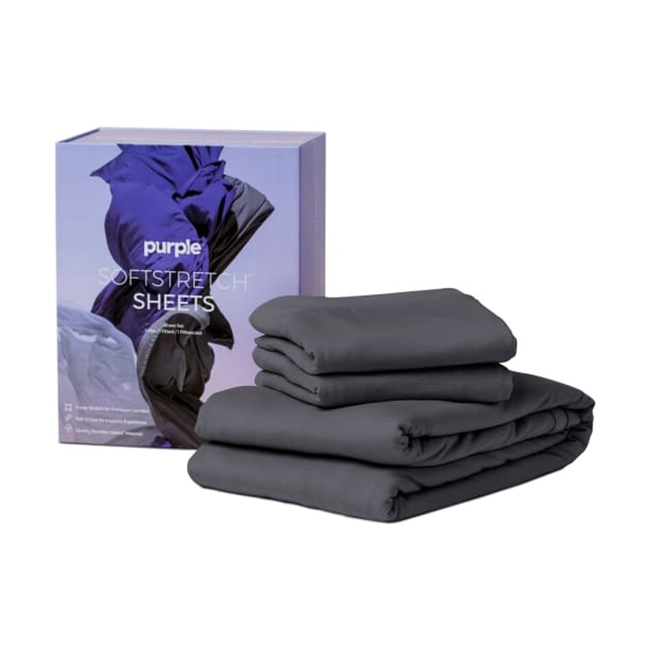 purple soft stretch stormy grey gray sheet set q ssgry  