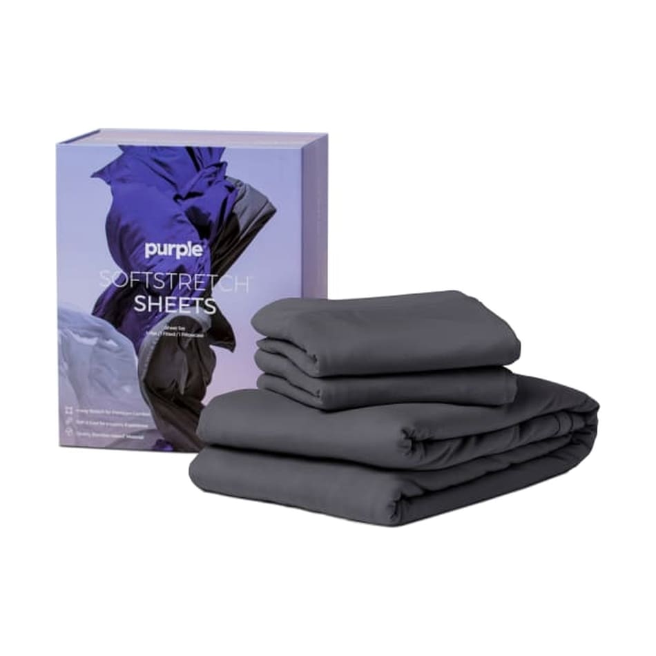 purple soft stretch stormy grey gray sheet set skssgry  