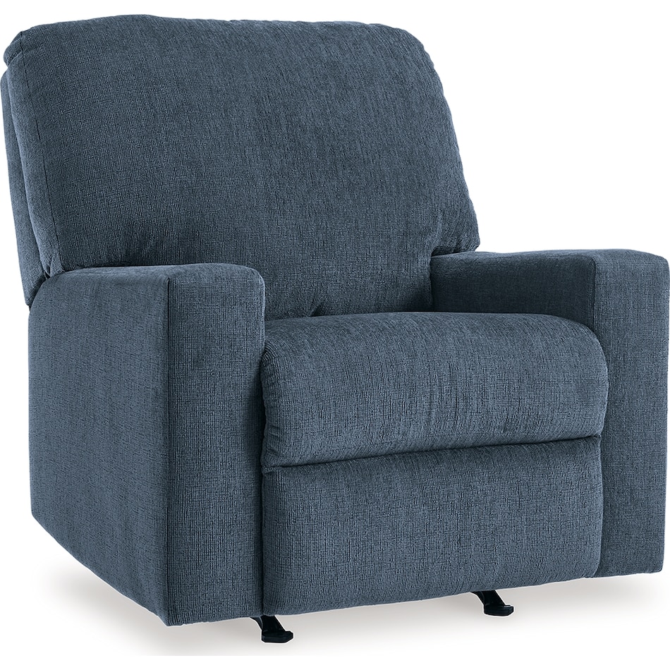 rannis living room blue mt fabric recliner manual   