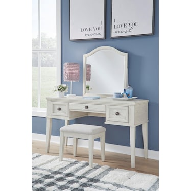 Robbinsdale Mirrored Vanity and Bench Set