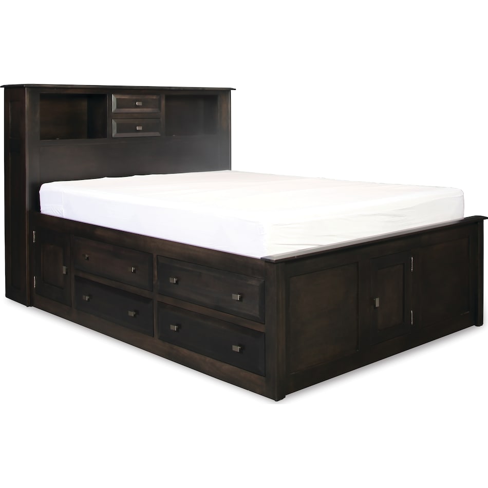 simplicity ii charcoal queen bookcase storage bed p  