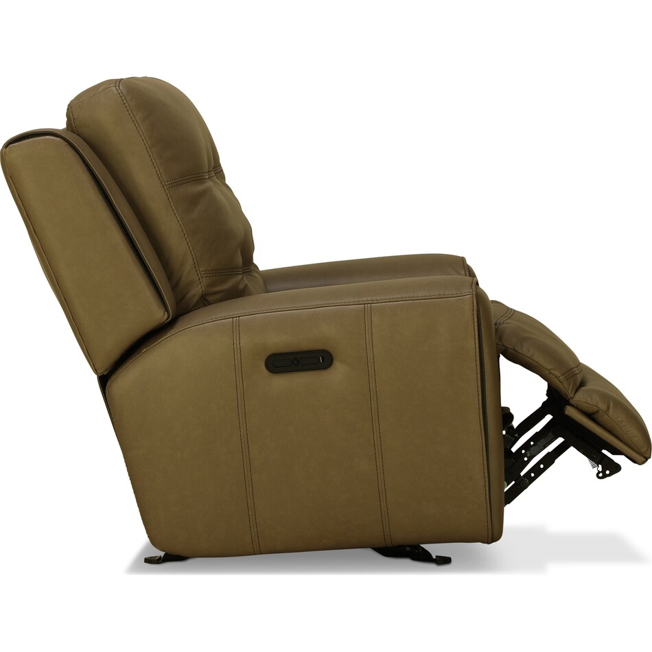 sloan taupe brown leather power recliner   