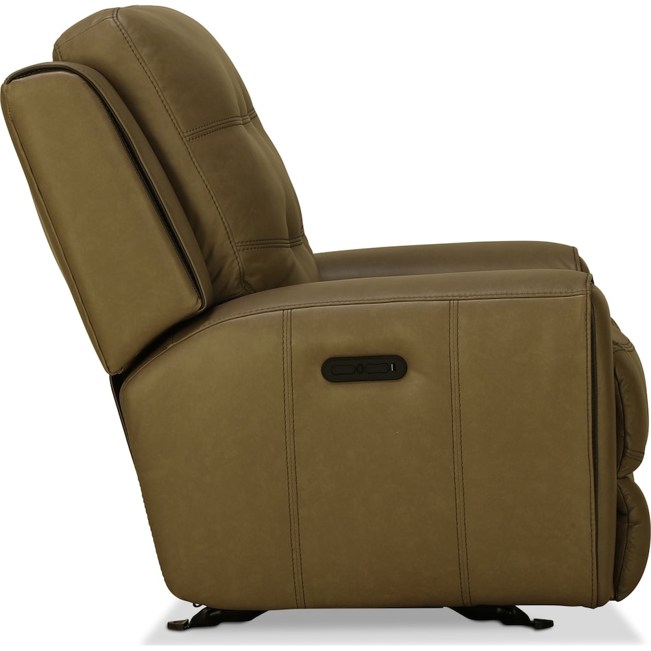 sloan taupe brown leather power recliner   