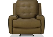 sloan taupe brown leather power recliner   