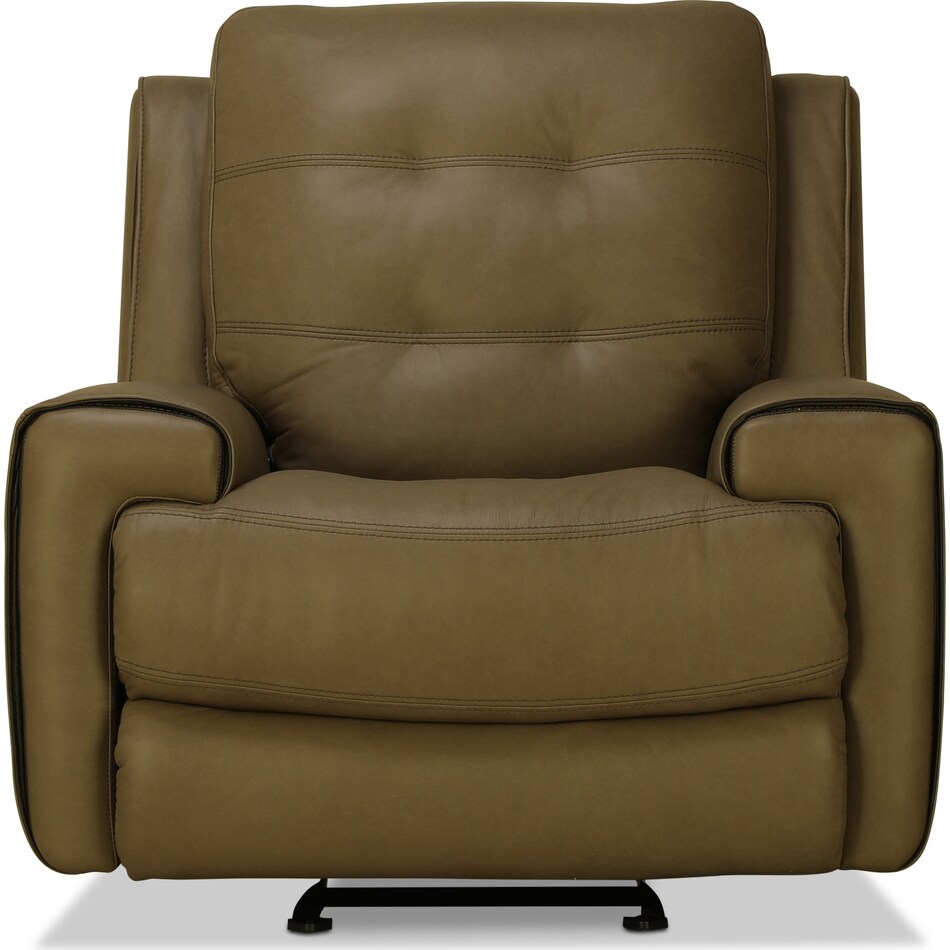 sloan taupe brown leather power recliner   