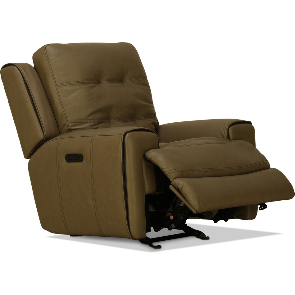 sloan taupe brown leather power recliner   