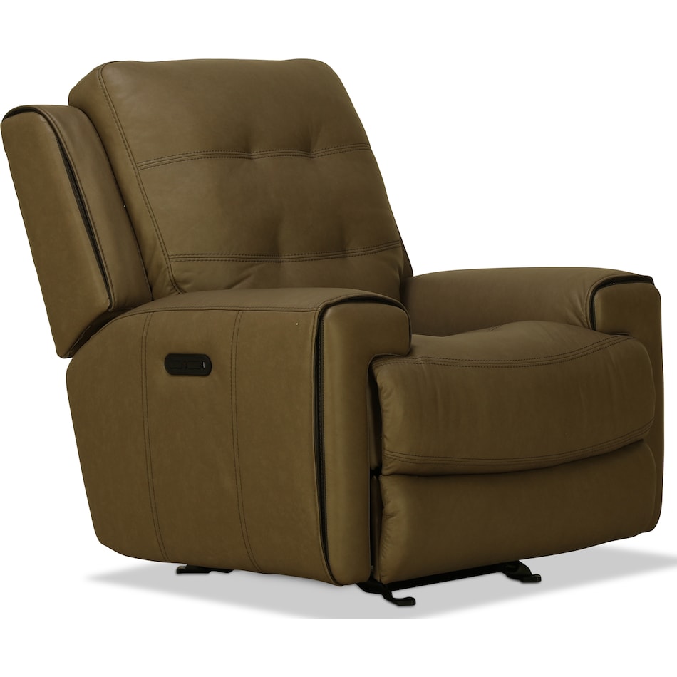 sloan taupe brown leather power recliner   