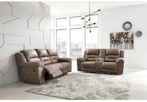 stoneland light brown reclining sofa   
