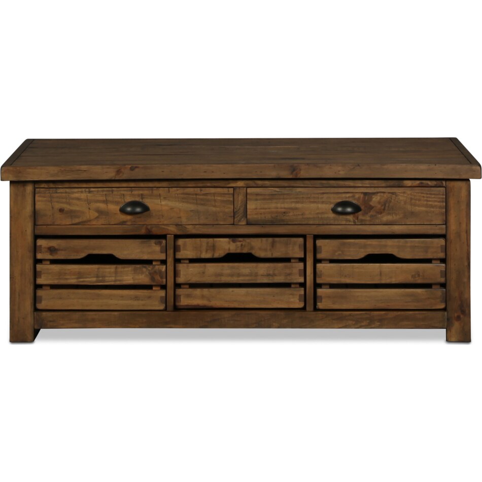 stratton occasional brown coffee table   
