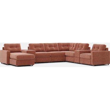 Modular One Left Facing 8-Piece Sectional with E-Console - Cantaloupe