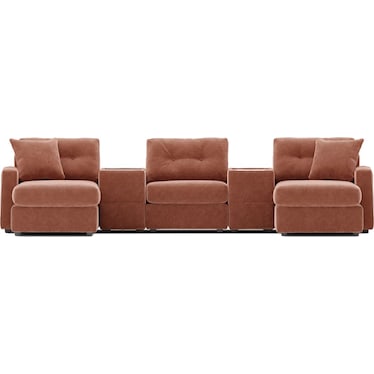 Modular One 5-Piece Sectional with Dual Chaise - Cantaloupe