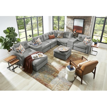 Modular One Left Facing Sectional with E-Console - Granite