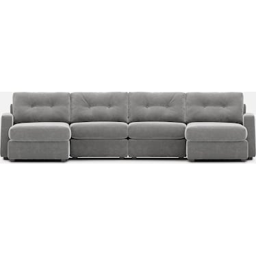 Modular One 4-Piece Sectional with Dual Chaise - Granite