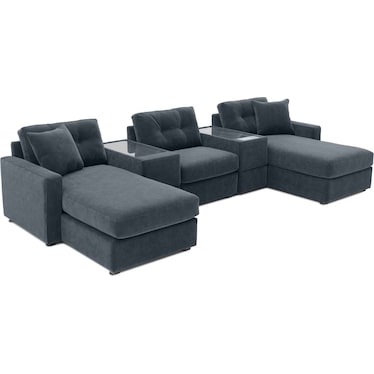 Modular One 5-Piece Theater Sectional with E-Console - Navy