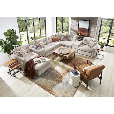Modular Left Facing One 8-Piece Sectional - Stone