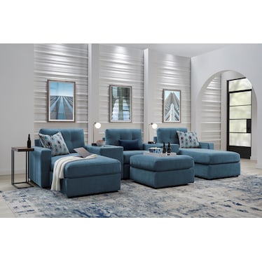 Modular One 5-Piece Theater Sectional with E-Console - Teal