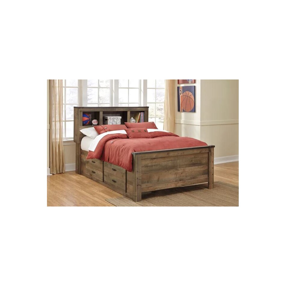 trinell brown full bookcase bed apk b fbu  