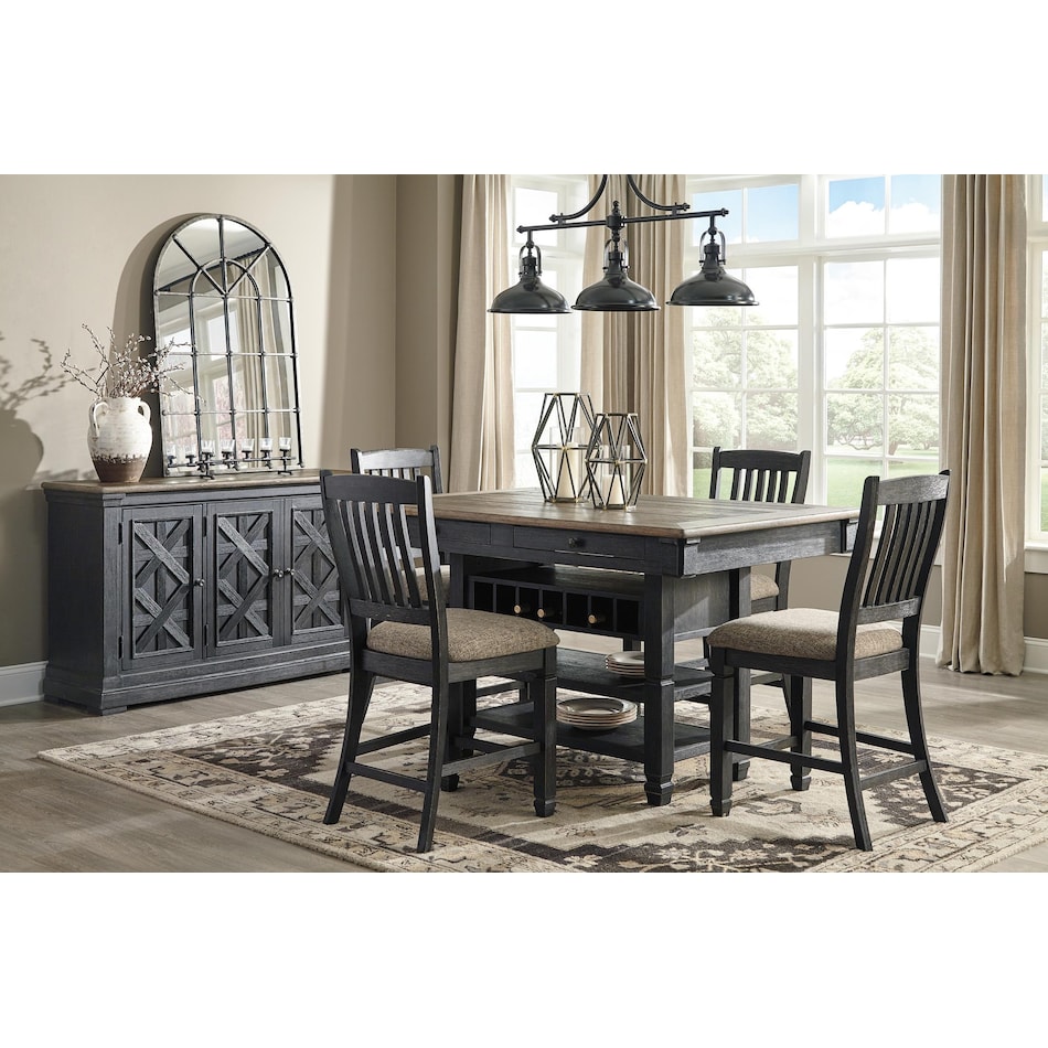 tyler creek dining room black   gray dr feo dining table pack rm  