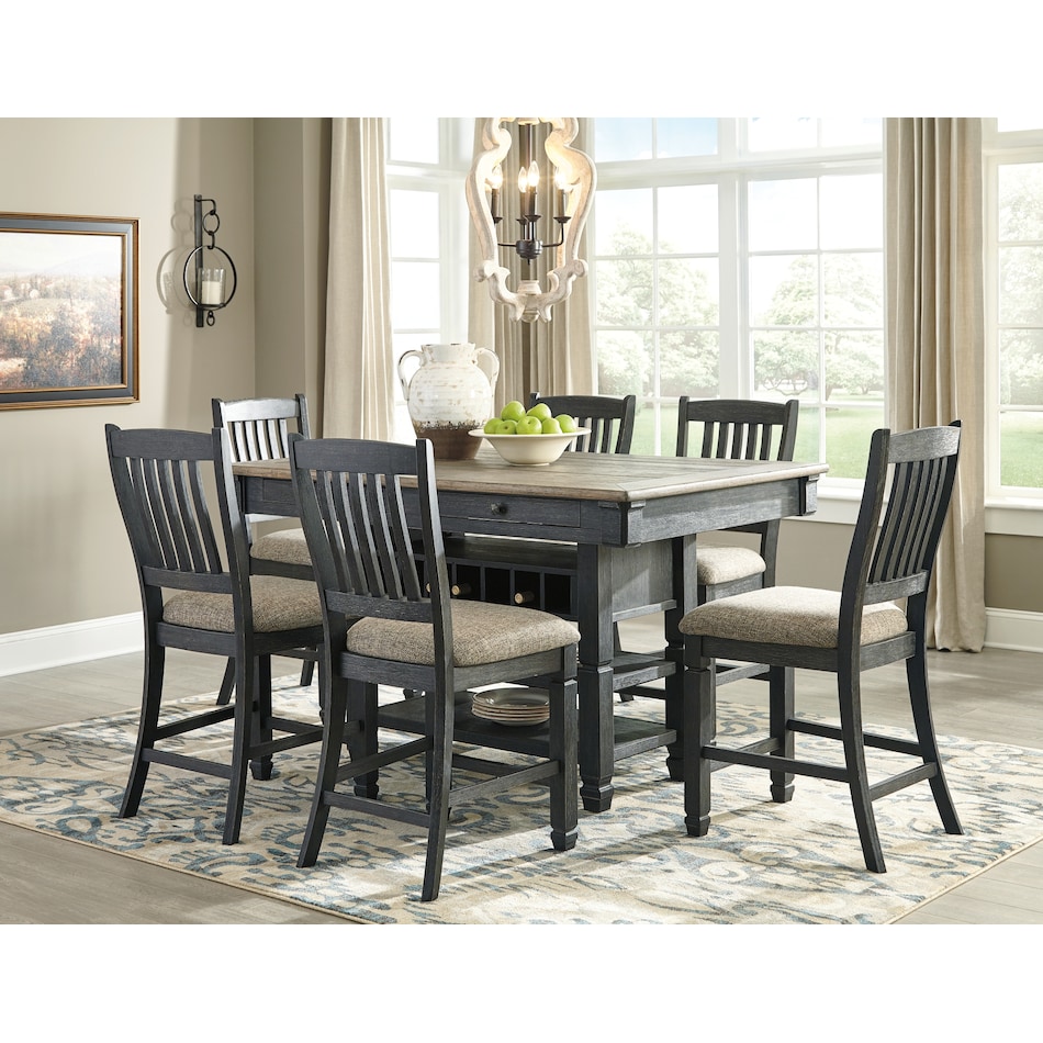 tyler creek black   gray dr dining table ctr hgt d   