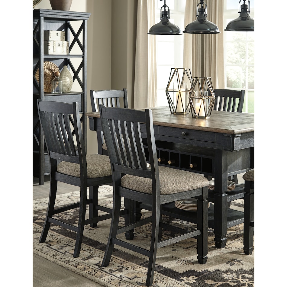 tyler creek black   gray dr dining table ctr hgt d   