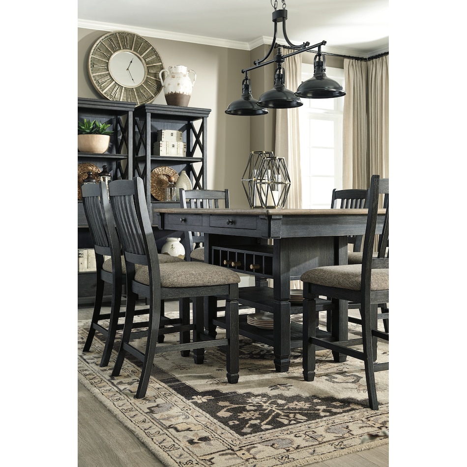 tyler creek black   gray dr dining table ctr hgt d   