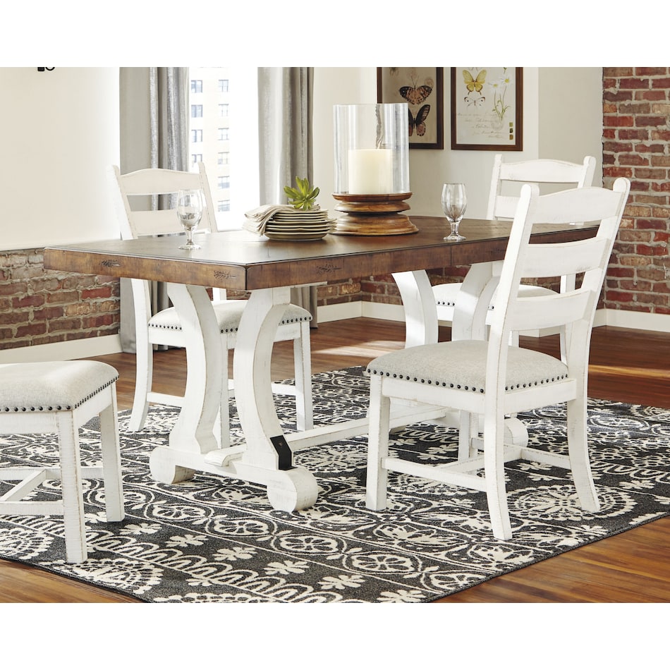 valebeck brown   white dr dining table reg hgt d   