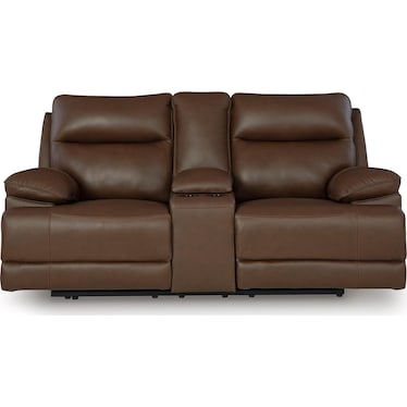 VonRyan Leather Power Reclining Console Loveseat