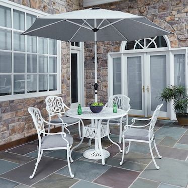 Capri 42" Dining Table with 4 Arm Chairs and Umbrella