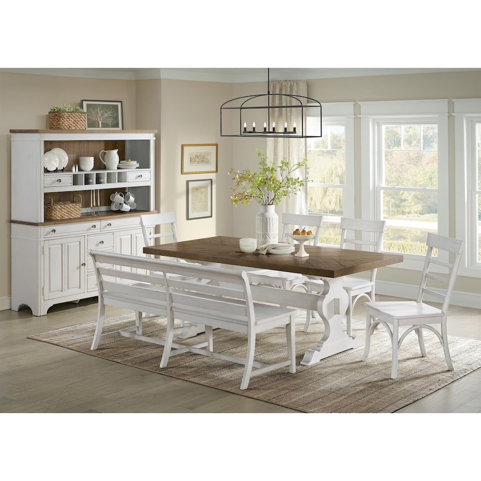 willowbrook dining brown   white dr dining table reg hgt   